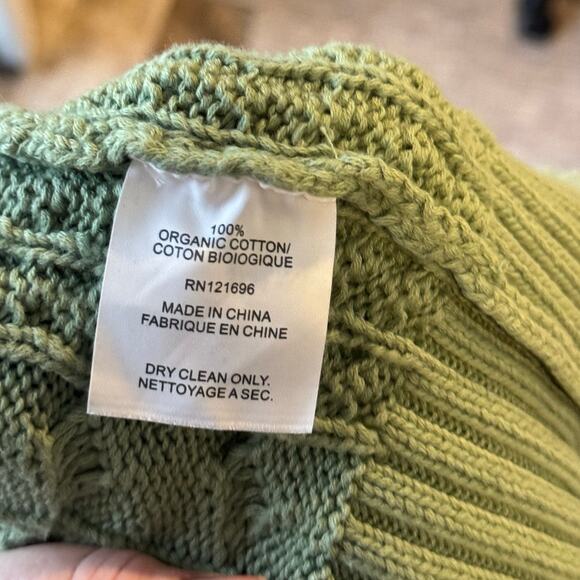 Demylee Sage Green Organic Cotton Cable Knit Sweater Women’s XS - Picture 4 of 5